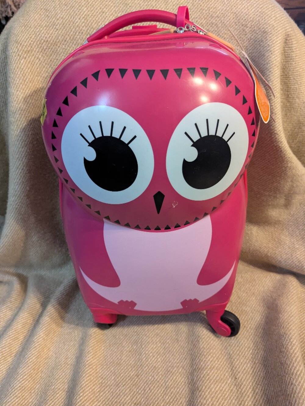 Cute childs carry-on suitcase- pink owl
